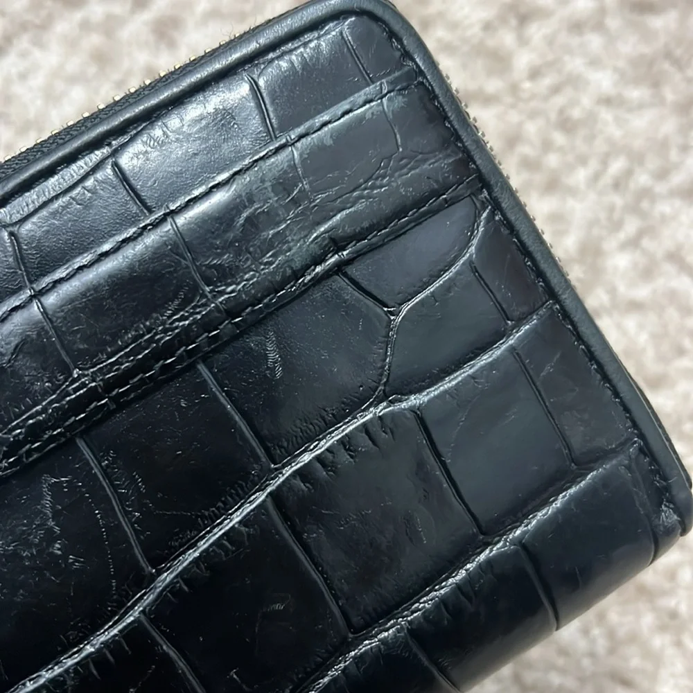 Brighton, black mock croc, leather wallet